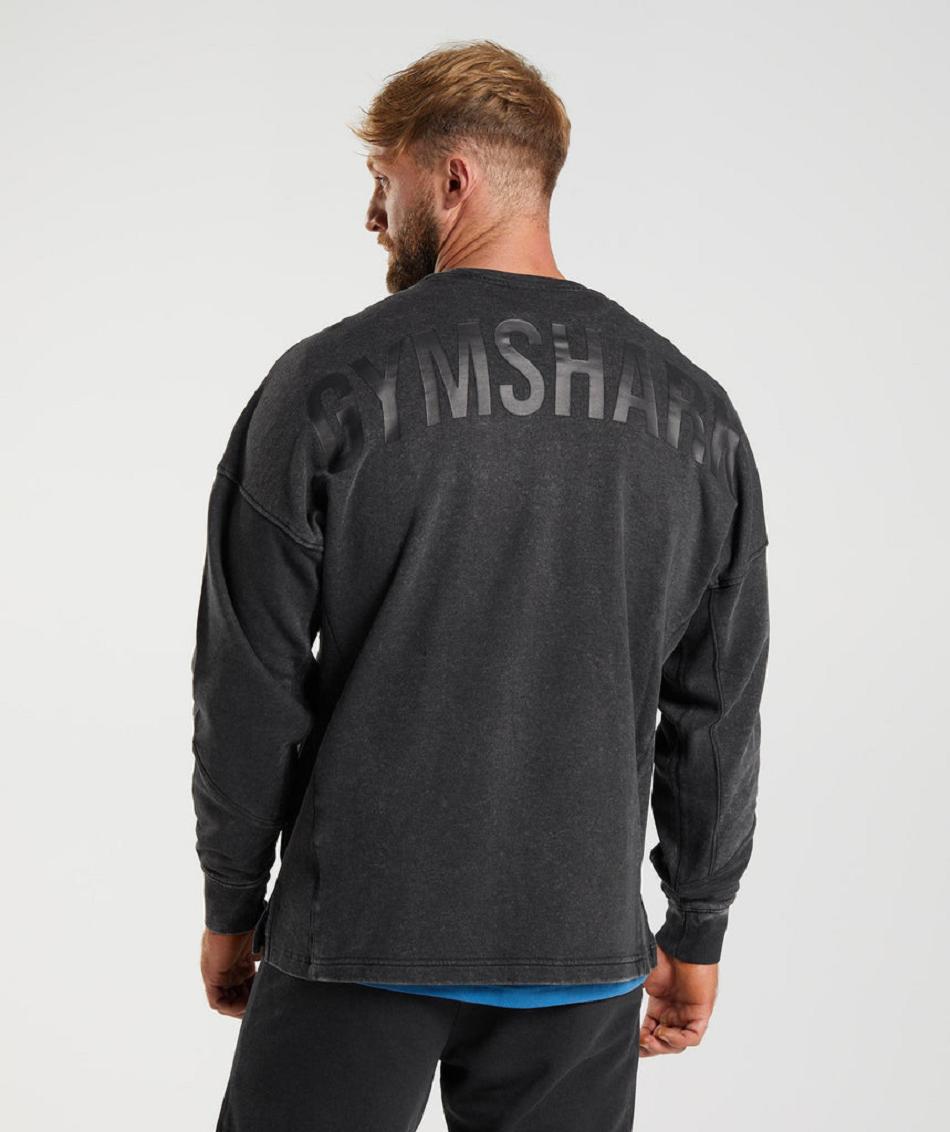 Accessories Męskie Gymshark Power Washed Crew Czarne | PL 3524QMA